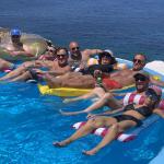 Everyone but me in the Paros pool